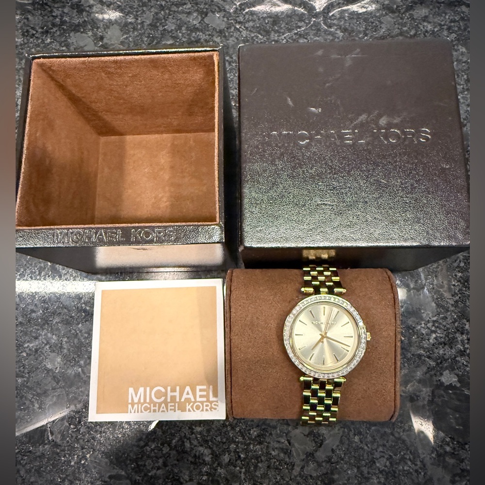 Michael Kors Gold Mini Darci MK3365 gold-tone crystal embellished face